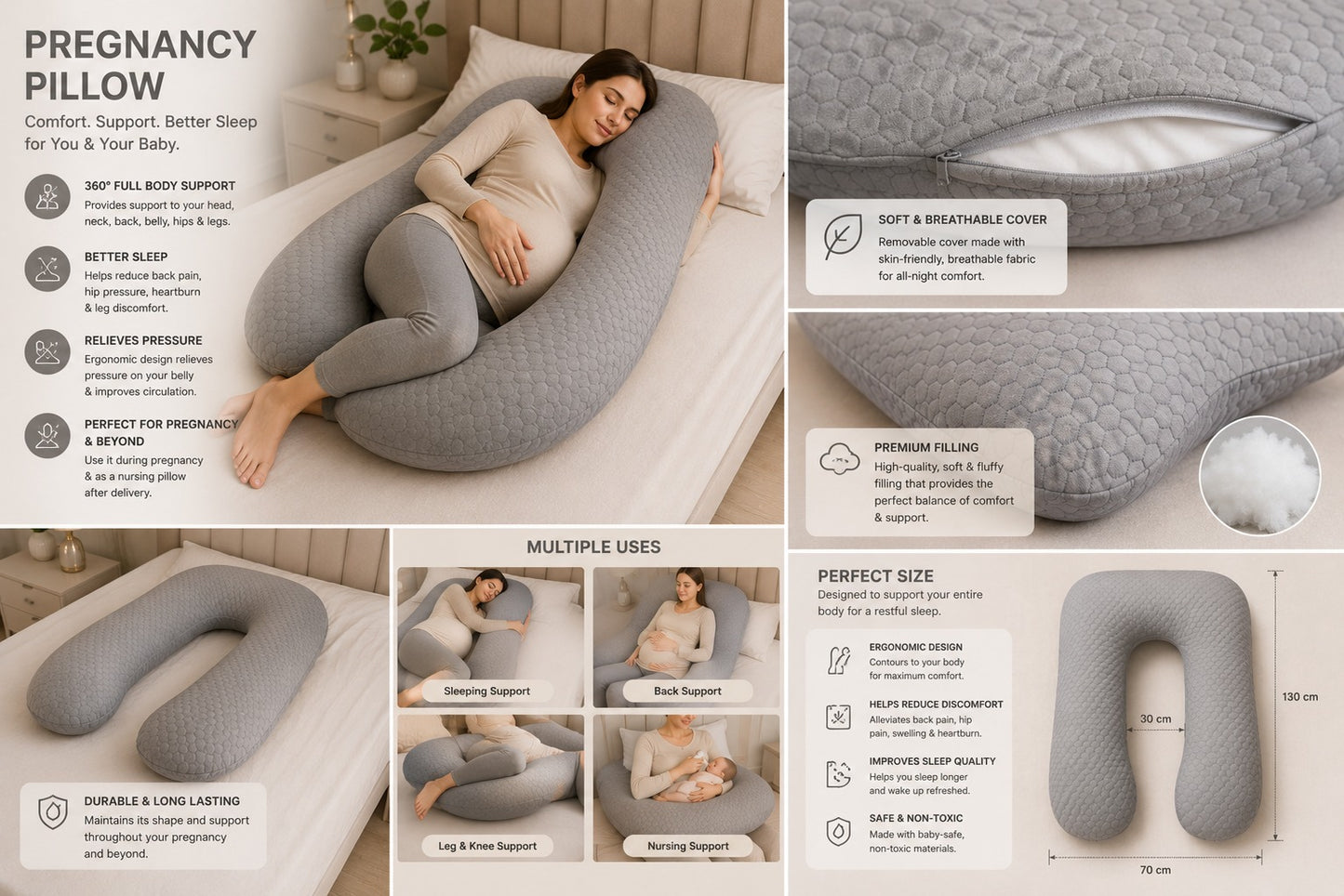 Premium Full Body Pregnancy Pillow