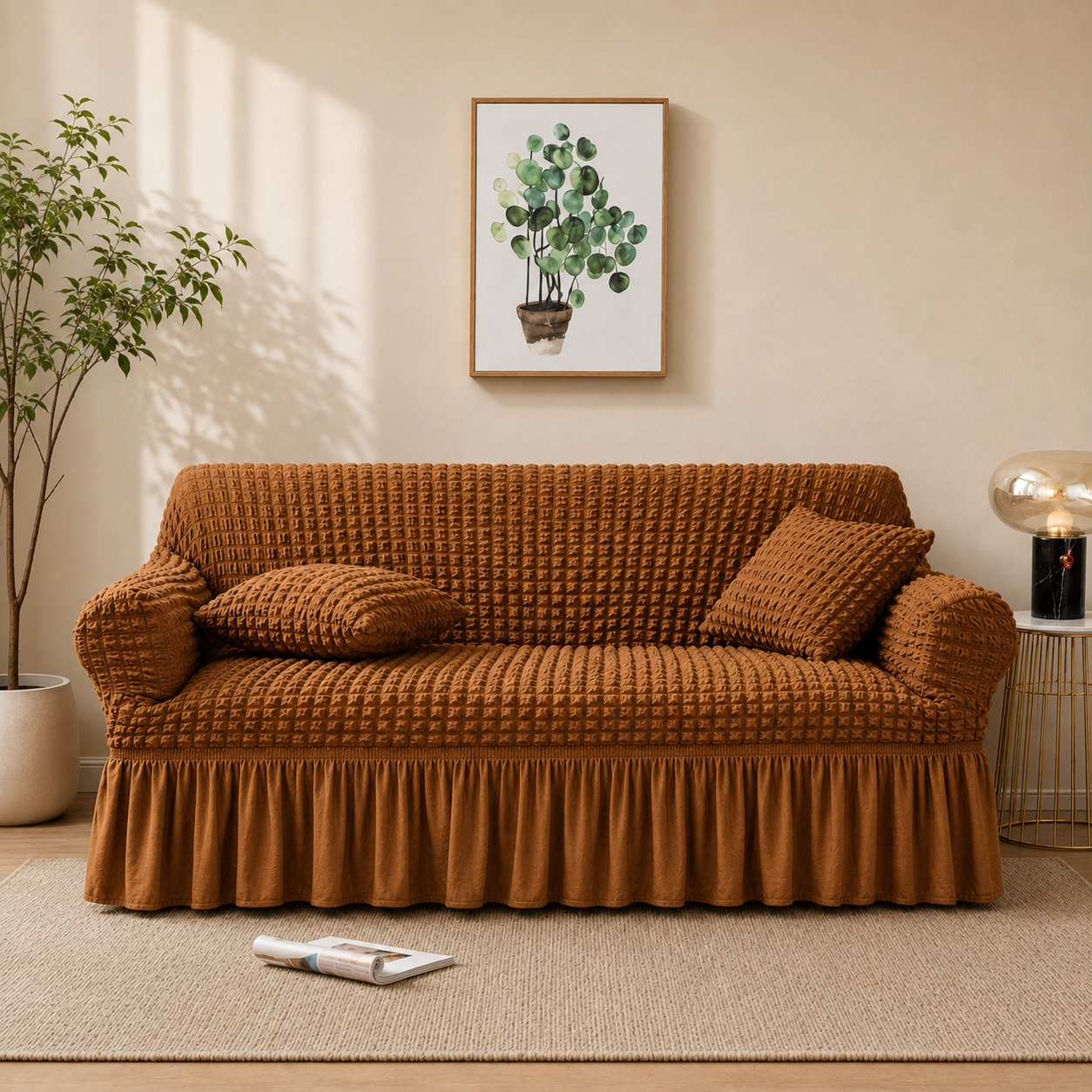 Turkish Bubble Sofa Cover Copper color (No size Issue)