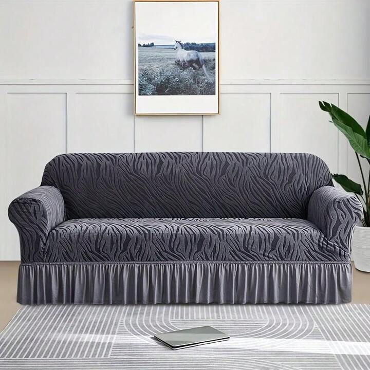 Velvet Stuff Zebra Style Premium Sofa Cover - Gray (Stretchable Stuff No Size issue)