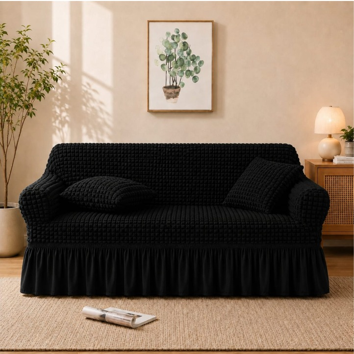 New Turkish Bubble Sofa Cover Black(Stretchable Stuff No Size issue)
