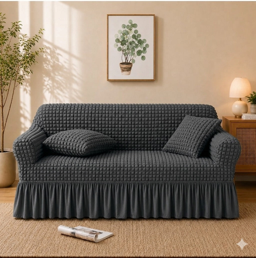 Persian Premium Bubble Sofa Cover Grey (Stretchable Stuff No Size issue)