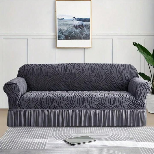 Velvet Stuff Zebra Style Premium Sofa Cover - Gray (Stretchable Stuff No Size issue)