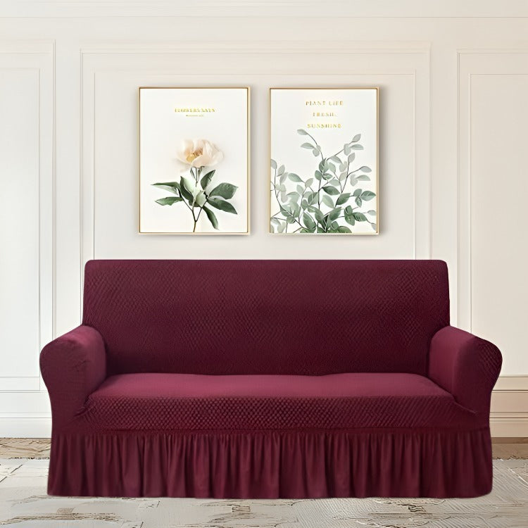 TURKISH-STYLE Mesh Maroon Sofa Cover (Stretchable Fitting)