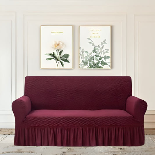 TURKISH-STYLE Mesh Maroon Sofa Cover (Stretchable Fitting)
